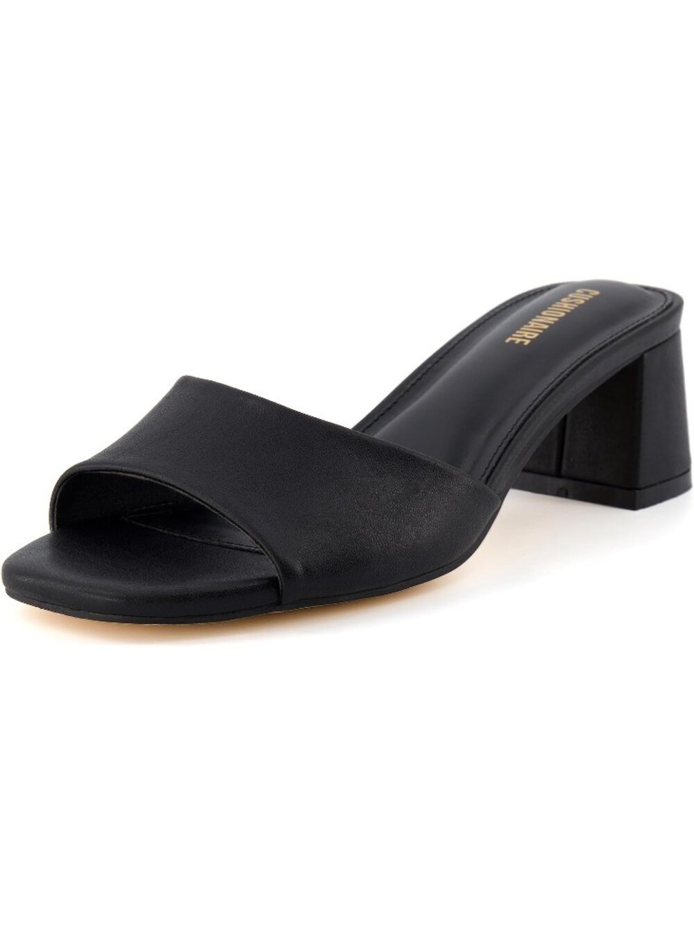 Women's Black Taboo One Band Dress Sandal with Memory Foam Block Chunky Heels